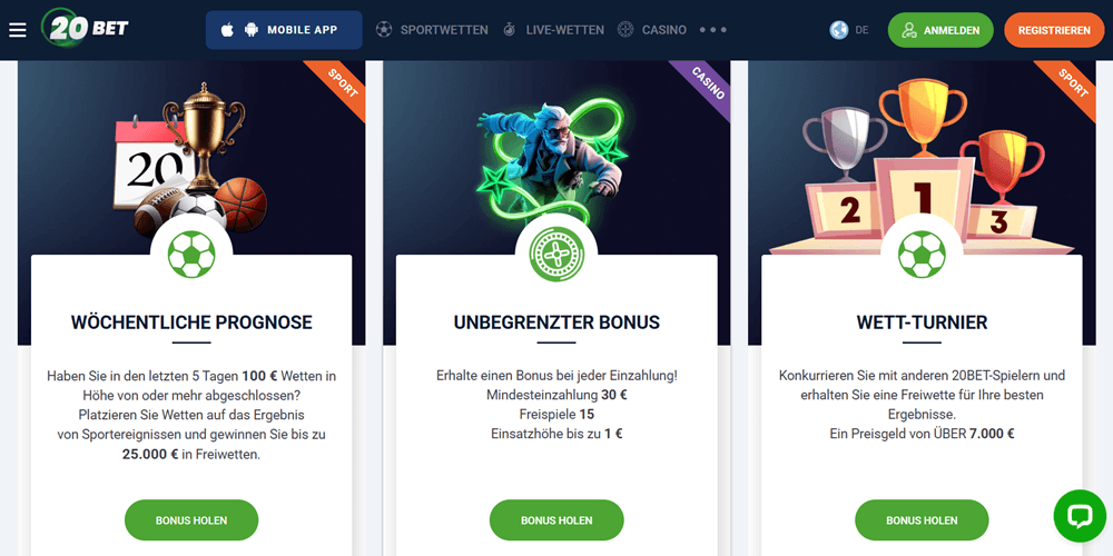 20bet aktionen