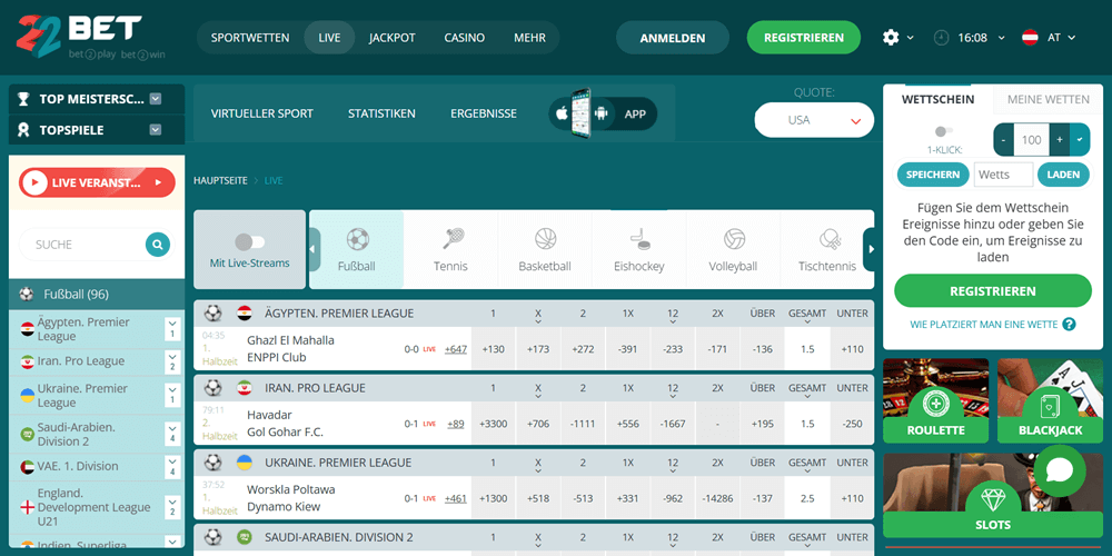 22bet live wetten